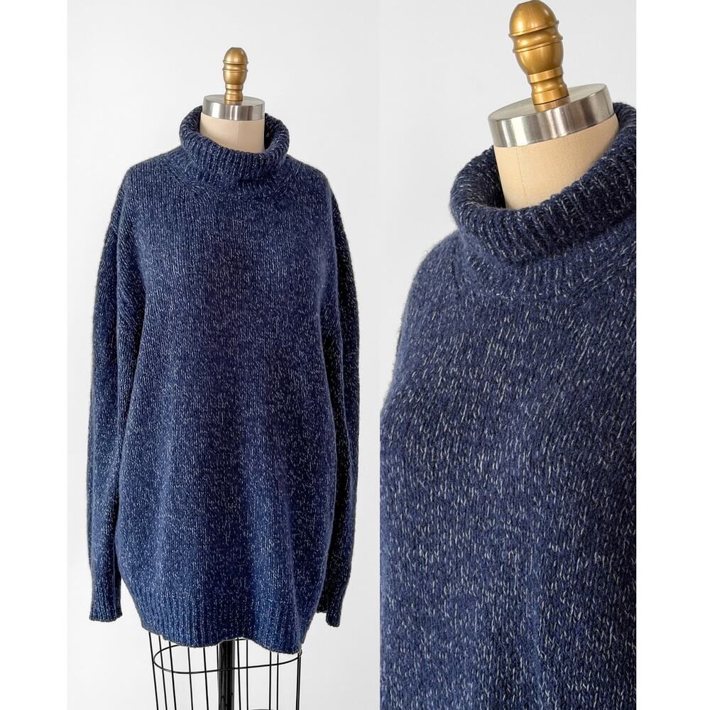 Malo Cashmere Men's Heathered Navy Blue Turtleneck Sweater 54 2X